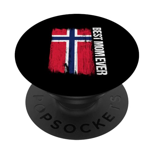 Best Mom Ever Norwegische Flagge Norwegen Mutterkleidung PopSockets Klebender PopGrip von Norway Flag Design Norwegian Roots Pride