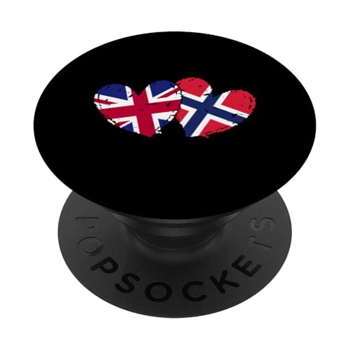 Britische Norwegen-Flagge, Herzen, britisches norwegisches Erbe PopSockets Klebender PopGrip Britische Norwegen-Flagge, Herzen, britisches norwegisches Erbe PopSockets Klebender PopGrip von Norway Flag Design Norwegian Roots Pride