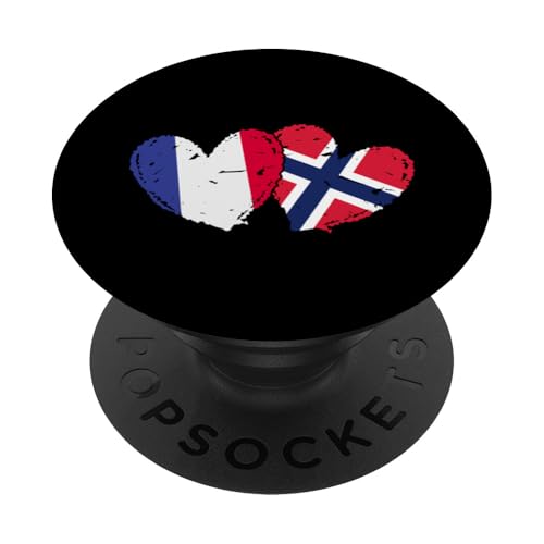 Frankreich Norwegen Flagge Herzen Französisch Norwegisches Erbe PopSockets Klebender PopGrip Frankreich Norwegen Flagge Herzen Französisch Norwegisches Erbe PopSockets Klebender PopGrip von Norway Flag Design Norwegian Roots Pride