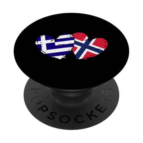 Griechenland Norwegen Flagge Herzen Griechisch Norwegisches Erbe PopSockets Klebender PopGrip Griechenland Norwegen Flagge Herzen Griechisch Norwegisches Erbe PopSockets Klebender PopGrip von Norway Flag Design Norwegian Roots Pride
