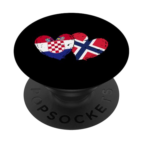 Kroatien Norwegen Flagge Herzen Kroatisch Norwegisches Erbe PopSockets Klebender PopGrip Kroatien Norwegen Flagge Herzen Kroatisch Norwegisches Erbe PopSockets Klebender PopGrip von Norway Flag Design Norwegian Roots Pride