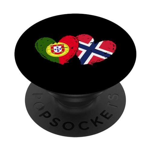 Portugal Norwegen Flagge Herzen Portugiesisch Norwegisches Erbe PopSockets Klebender PopGrip Portugal Norwegen Flagge Herzen Portugiesisch Norwegisches Erbe PopSockets Klebender PopGrip von Norway Flag Design Norwegian Roots Pride