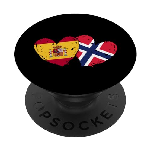 Spanien Norwegen Flagge Herzen Spanisch Norwegisches Erbe PopSockets Klebender PopGrip Spanien Norwegen Flagge Herzen Spanisch Norwegisches Erbe PopSockets Klebender PopGrip von Norway Flag Design Norwegian Roots Pride