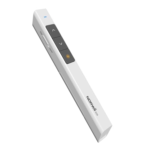 NORWII Wireless Presenter mit 100M, 2.4GHZ Powerpoint Fernbedienung Presenter, Präsentation Laserpointer für PPT/Keynote/Prezi/Google Slides/Windows/Mac OS/Android/Linux(Weiß) von Norwii