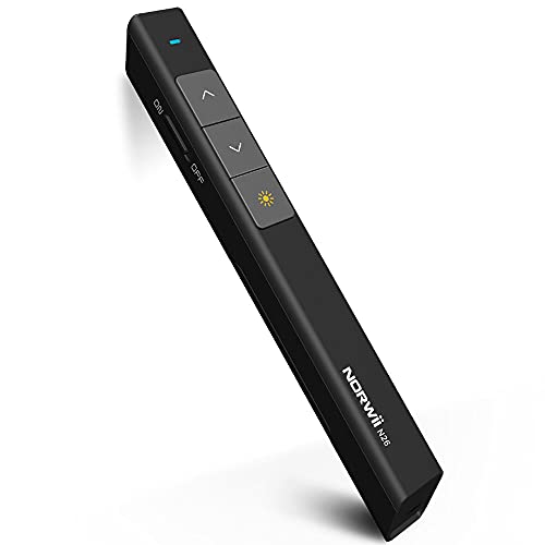 NORWII Wireless Presenter mit 100M, 2.4GHZ Powerpoint Fernbedienung Presenter, Präsentation pointer für PPT/Keynote/Prezi/Google Slides/Windows/Mac OS/Android/Linux(Schwarz-26) von Norwii