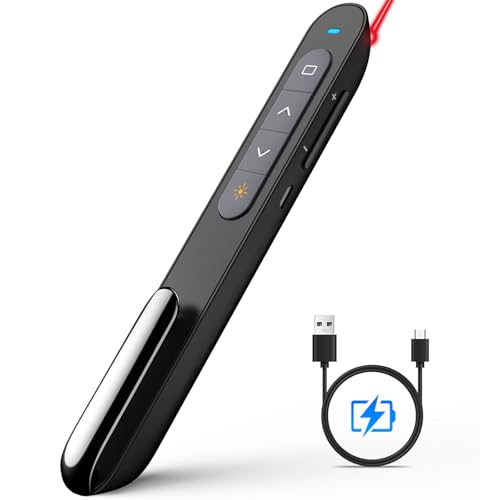 NORWII N76 Wireless Presenter Wiederaufladbar mit einer Reichweite von 300 Fuß, Hyperlink USB Powerpoint Remote-Präsentations-Clicker Laserpointer Wiederaufladbar 2,4 GHz (Schwarz) von Norwii
