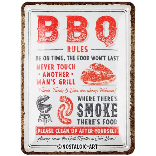 Nostalgic-Art Retro Blechschild, 15 x 20 cm, BBQ Rules – Geschenk-Idee für Grill-Fans, aus Metall, Vintage Design mit Spruch, Blechschilder Sprüche Nostalgic-Art Retro Blechschild, 15 x 20 cm, BBQ Rules – Geschenk-Idee für Grill-Fans, aus Metall, Vintage Design mit Spruch, Blechschilder Sprüche von Nostalgic-Art