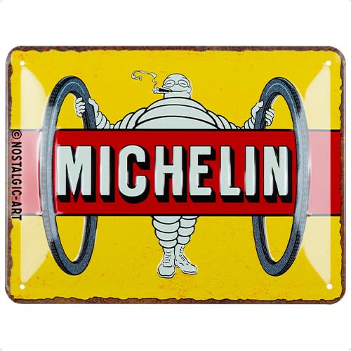 Nostalgic-Art Retro Blechschild, 15 x 20 cm, Michelin – Tyres Bibendum – Geschenk-Idee für Motor-Fans, Original Lizenzprodukt (OLP), aus Metall, Vintage Design, Blechschilder Sprüche, Reifen-Deko von Nostalgic-Art