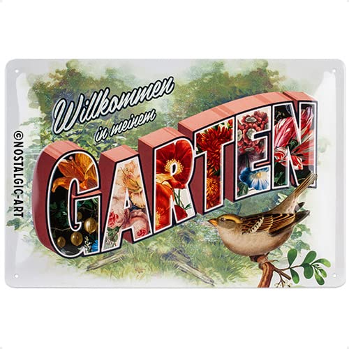 Nostalgic-Art Retro Blechschild, 20 x 30 cm, Willkommen in meinem Garten – Geschenk-Idee für Garten-Freunde, aus Metall, Vintage Design mit Spruch, Blechschilder Sprüche von Nostalgic-Art