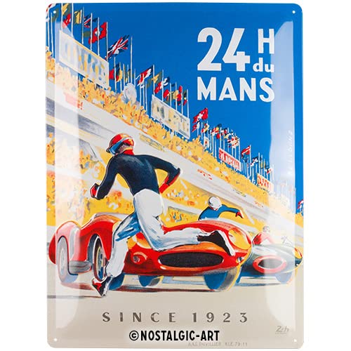 Nostalgic-Art Retro Blechschild, 30 x 40 cm, 24h Le Mans – Racing Poster Blue – Geschenk-Idee für Motor-Fans, Original Lizenzprodukt (OLP), aus Metall, Vintage Design, Blechschilder Sprüche von Nostalgic-Art