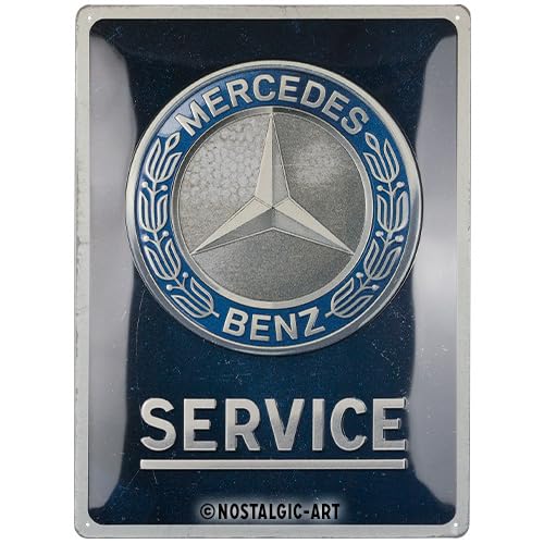 Nostalgic-Art Retro Blechschild, 30 x 40 cm, Mercedes-Benz – Service Emblem Blue – Geschenk-Idee für Mercedes-Benz Accessoires Fans, Original Lizenzprodukt (OLP), aus Metall, Vintage Design von Nostalgic-Art