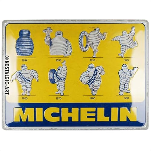 Nostalgic-Art Retro Blechschild, 30 x 40 cm, Michelin – Logo Evolution – Geschenk-Idee für Motor-Fans, Original Lizenzprodukt (OLP), aus Metall, Vintage Design, Blechschilder Sprüche, Reifen-Deko von Nostalgic-Art