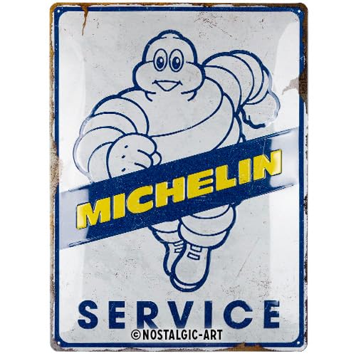 Nostalgic-Art Retro Blechschild, 30 x 40 cm, Michelin – Service – Geschenk-Idee für Motor-Fans, Original Lizenzprodukt (OLP), aus Metall, Vintage Design, Blechschilder Sprüche, Reifen-Deko von Nostalgic-Art