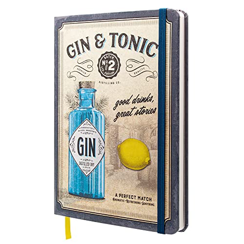 Nostalgic-Art Retro Notizbuch, A5, Gin & Tonic – Drinks & Stories – Geschenk-Idee für Gin-Fans, Bullet Journal dotted, Vintage Design von Nostalgic-Art