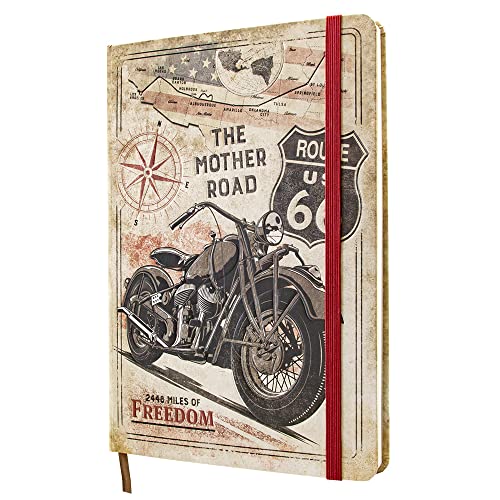 Nostalgic-Art Retro Notizbuch, A5, Route 66 Bike Map – Geschenk-Idee für USA Fans, Bullet Journal dotted, Vintage Design von Nostalgic-Art