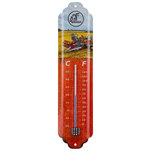Nostalgic-Art Retro Thermometer, 7 x 28 cm, Claas – The Harvest Specialists – Geschenk-Idee für Traktor-Fans, aus Metall, Vintage Design von Nostalgic-Art