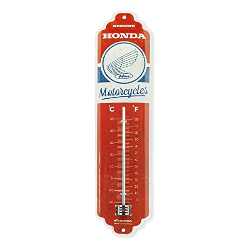 Nostalgic-Art Retro Thermometer, 7 x 28 cm, Honda MC – Motorcycles Vintage Logo – Geschenk-Idee für Honda-Zubehör Fans, Original Lizenzprodukt (OLP), aus Metall, Vintage Design von Nostalgic-Art