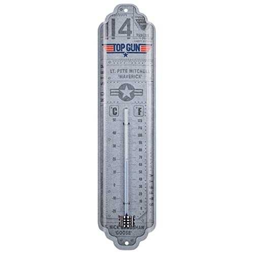 Nostalgic-Art Retro Thermometer, 7 x 28 cm, Top Gun – Aircraft Metal – Geschenk-Idee für Film-Fans, Original Lizenzprodukt (OLP), aus Metall, Vintage Design von Nostalgic-Art