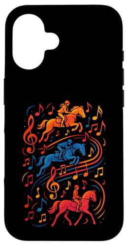 Pferd Pferde Musiknoten Springreiten Hülle für iPhone 16 Pferd Pferde Musiknoten Springreiten Hülle für iPhone 16 von Notenschlüssel Pferdefreunde Sprüche Mädels Spruch