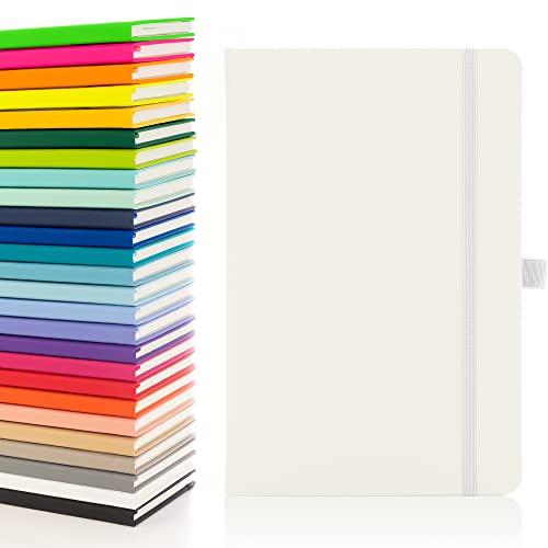 Notes London Eco A5 Notizbuch mit linierten Seiten, Stiftschlaufe, Band, Datumsmarken und Papiertasche, mittelgroßes Hardcover, Tagebuch, Notizen, nachhaltig angebautes Papier (weiß) von Notes London