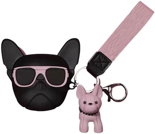 Coole Silikon Hiphop Bulldog Kopfhörerhülle Kompatibel mit Airpods Pro Kopfhörern Lustige Abdeckung mit Bulldogge Schlüsselanhänger für Jungen Mädchen Teenager von Nother