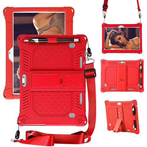 Nother Hülle für Pritom Tronpad M10 10 Inch Tablet/VUCATIMES N10 10 Inch, Leicht Silikon Weich Kindgerechte Hülle mit Standfunktion für Pritom Tronpad M10 10 Inch Tablet/VUCATIMES N10 10 Inch, Rot von Nother