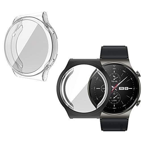 Nother Hülle für Huawei Watch GT 2 Pro, Ultra Schlank Silicone Schutzhülle Abdeckung Case Cover für Huawei Watch GT 2 Pro, Schwarz&Klar von Nother