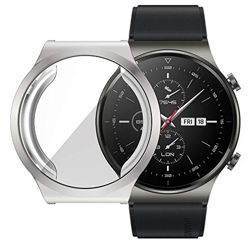Nother Hülle für Huawei Watch GT 2 Pro, Ultra Schlank Silicone Schutzhülle Abdeckung Case Cover für Huawei Watch GT 2 Pro, Silber von Nother