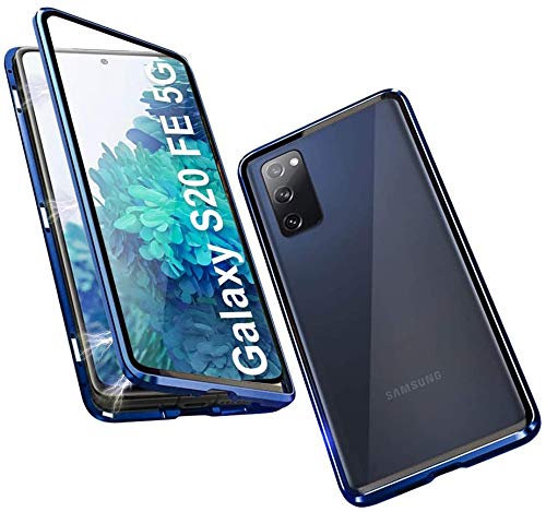 Nother Wishcover Hülle für Samsung Galaxy S20 FE Magnetisch Handyhülle 360 Grad Komplett Schutz Cover Stark Magnetisch 9H Gehärtetes Glas Metall Flip Case, Blau von Nother