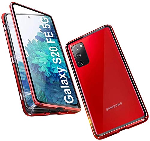 Nother Wishcover Hülle für Samsung Galaxy S20 FE Magnetisch Handyhülle 360 Grad Komplett Schutz Cover Stark Magnetisch 9H Gehärtetes Glas Metall Flip Case, rot von Nother