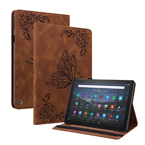 DodoBuy Hülle für Fire HD 10 2021/Fire HD 10 Plus 2021, Retro Schmetterling Blume Muster Flip Smart Cover PU Leder Schutzhülle Tasche Brieftasche Wallet Case Ständer Kartenfächer Gummiband - Braun DodoBuy Hülle für Fire HD 10 2021/Fire HD 10 Plus 2021, Retro Schmetterling Blume Muster Flip Smart Cover PU Leder Schutzhülle Tasche Brieftasche Wallet Case Ständer Kartenfächer Gummiband - Braun von Nothers