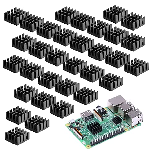 GZkushi 40 Stück Schwarze Heatsink, Aluminium Kühlkörper Thermo-Klebepad Kühler für Kühlen Kleiner Integrierter Schaltkreise, 7 × 14 × 14mm von Nothers