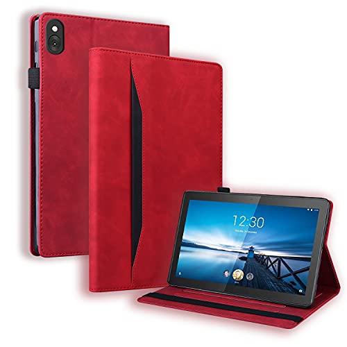 Nothers DodoBuy Hülle für Lenovo Tab M10 HD 10,1" Tablet, Flip Folio Smart Cover PU Leder Schutzhülle Tasche Brieftasche Wallet Case Ständer mit Gummiband - Rot von Nothers