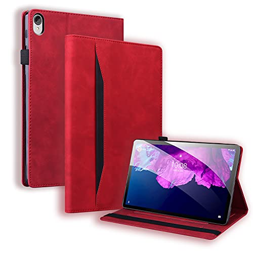 Nothers DodoBuy Hülle für Lenovo Tab P11 11 Zoll, Flip Folio Smart Cover PU Leder Schutzhülle Tasche Brieftasche Wallet Case Ständer mit Gummiband - Rot von Nothers