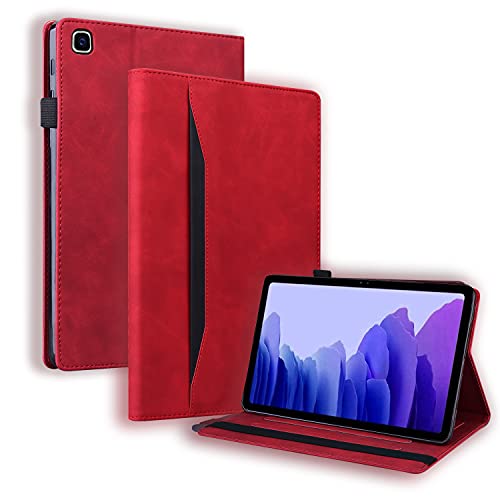 Nothers DodoBuy Hülle für Samsung Galaxy Tab A7, Flip Folio Smart Cover PU Leder Schutzhülle Tasche Brieftasche Wallet Case Ständer mit Gummiband - Rot von Nothers
