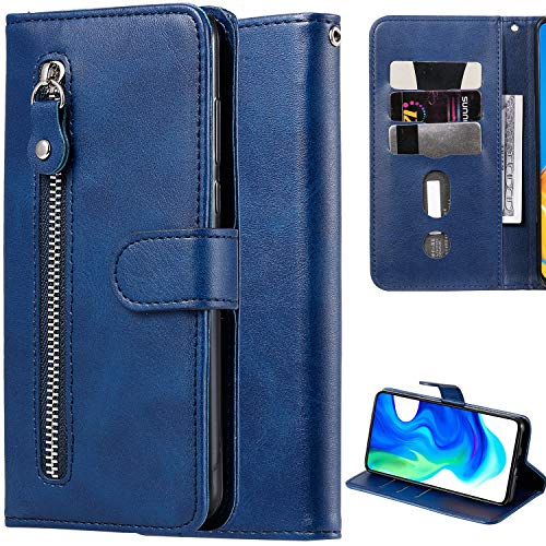 Nothers DodoBuy Reißverschluss Hülle für Vivo Y72 5G, Magnetische Flip PU Leder Schutzhülle Zipper Handy Tasche Case Cover Brieftasche Wallet mit Silikon TPU Kartenfächer Stand - Blau von Nothers