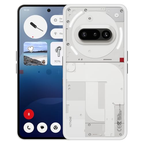 Nothing Phone (3a) 128 GB - Handy mit Essential Space, 50-MP-Hauptkamera, 32-MP-Frontkamera, 30-facher Ultra-Zoom, 8 GB RAM, Langer Akkulaufzeit und 6,77 Zoll Flexibles FHD+ AMOLED-Display - Weiß von Nothing