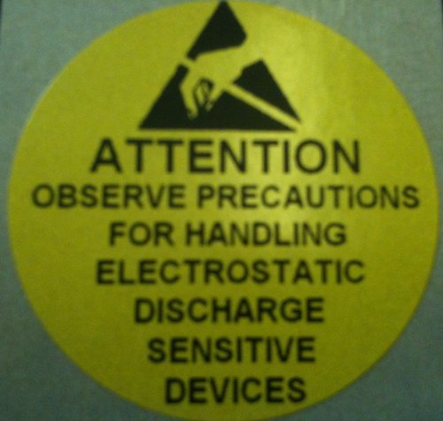 ACHTUNG ESD Static Sensitive Aufkleber Etiketten, 38 mm Durchmesser, 400 Stück von Notice Board Store