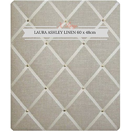 Laura Ashley Notiztafel, 48 x 60 cm, Leinen mit überkreuzten Bändern und verchromten Nieten, Pinnwand, Nachrichtenbrett von Notice Board Store