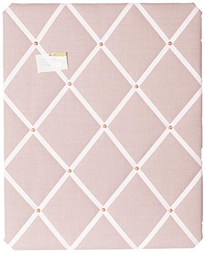 Pinnwand/Memoboard/Pinnwand, 48 x 60 cm, Rosen-Rosa, Leinen, Roségold-/Kupfer-Details, Pinnwand von Notice Board Store