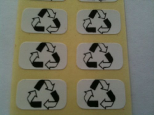 Recycle-Logo-Etiketten, selbstklebend, 500 Stück, schwarzer Druck auf weißem Hintergrund, 15 x 10 mm von Notice Board Store