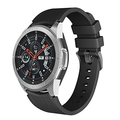 NotoCity 22mm Armband für Samsung Galaxy Watch 46mm - Ersatzarmband mit Samsung Gear S3 Samsung Galaxy Watch 46mm Silikon Armband (Schwarz,Schwarze Schnalle,S) von NotoCity