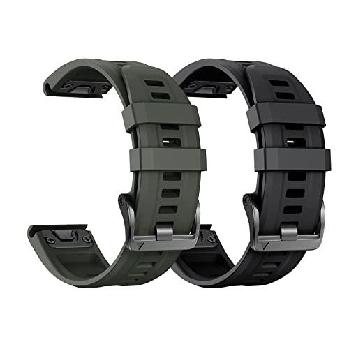 NotoCity 22mm Quick Fit Armband Kompatibel mit Garmin Fenix 7, für Garmin Fenix 5/6, Garmin Fenix 5 Plus/6 Pro Silikon-Ersatzarmband, Schwarz+Armeegrün von NotoCity