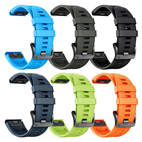 NotoCity 22mm Quick Fit Armband Kompatibel mit Garmin Fenix 7,für Garmin Fenix 5/6/8/e, Garmin Fenix 5 Plus/6 Pro/7 Pro Silikon Ersatzarmband,6er-Pack von NotoCity