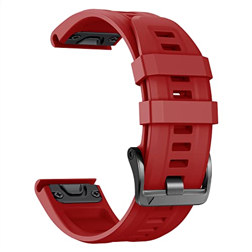 NotoCity 22mm Quick Fit Armband Kompatibel mit Garmin Fenix 7,für Garmin Fenix 5/6, Garmin Fenix 5 Plus/6 Pro Silikon Ersatzarmband,Rot von NotoCity