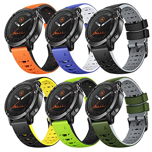 NotoCity 22mm Quick Release Armband Kompatibel mit Garmin Fenix 7/ Fenix 6 / Fenix 6 pro/Fenix 5/ Fenix 5 Plus Silikon Ersatz Armband, 6PC von NotoCity