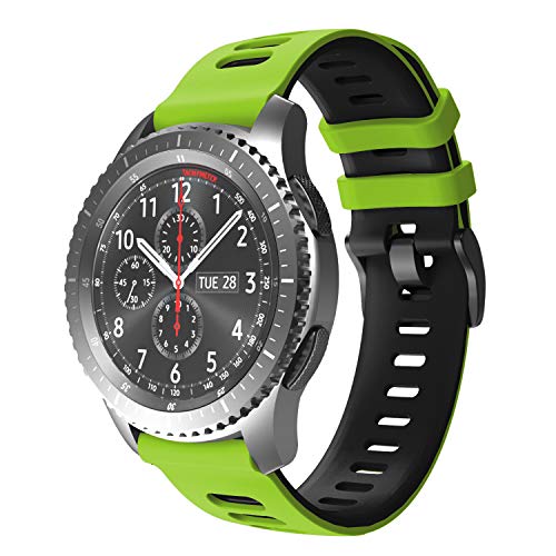 NotoCity 22mm Universal Ersatz Armband für Garmin vivoactive 4/ Huawei Watch GT 2/ Huawei GT 2e/ Samsung Galaxy Watch 46mm/ Amazfit GTR 2e/ GTR2/ Quick-Fit Silikon Uhrenbänder (Grün-Schwarz) von NotoCity