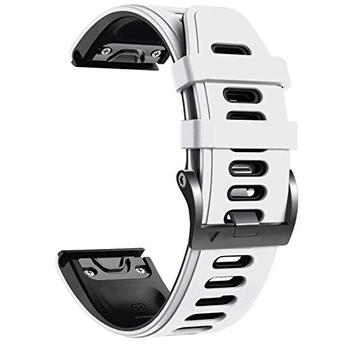 NotoCity Armband für Garmin Fenix 6x/6x Pro/5x/5x Plus/7x/7x Pro, Quickfit 26mm Uhrenarmband für Garmin Enduro 2, Fenix 3/3 HR, Instinct 2X, Epix Pro 51mm, Descent MK1/2/3, Quatix 7x (Weiss-Schwarz) von NotoCity