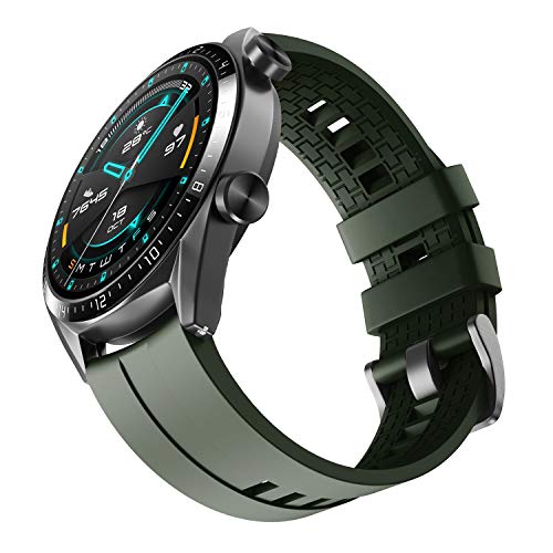 NotoCity Armband für Huawei Watch GT 3/GT 2/GT 46mm Huawei Watch 3 46mm/ Watch 3 Pro 48mm, Samsung Galaxy Watch 3 45mm Ersatzband, 22mm Silikon Quick Release Armbänder, Armee Grün von NotoCity