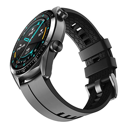 NotoCity Armband für Huawei Watch GT 3/GT 2/GT 46mm Huawei Watch 3 46mm/ Watch 3 Pro 48mm, Samsung Galaxy Watch 3 45mm Ersatzband, 22mm Silikon Quick Release Armbänder, Schwarz von NotoCity